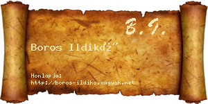 Boros Ildikó névjegykártya